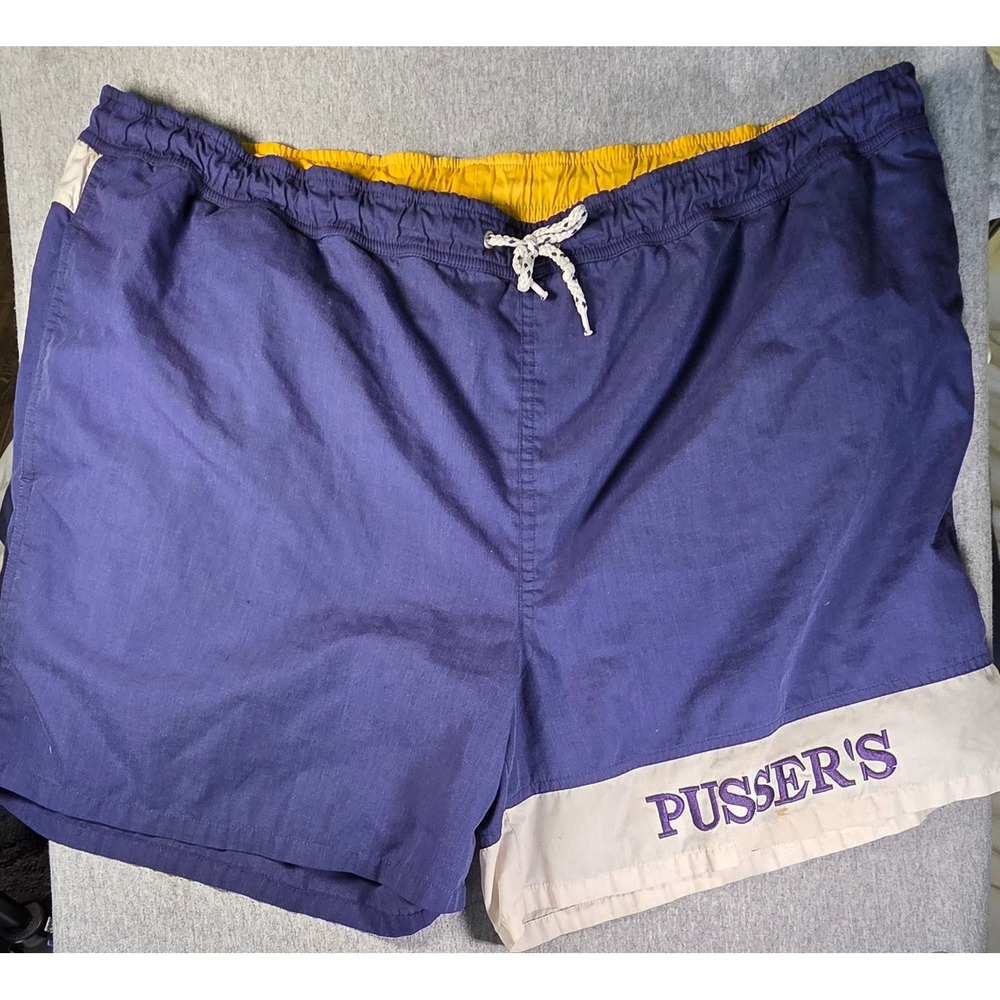 Vintage Pussers West Indies Sailing Gear Swim Trunks Mens Large Blue Nautical
